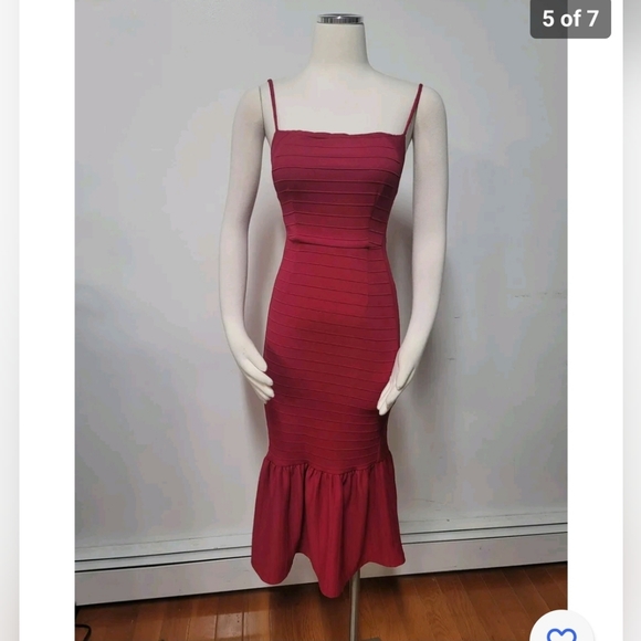 Anthropologie  Square Neck Slim Midi Dress Size Xs - Picture 5 of 7